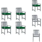 vidaXL Gartenstühle mit Kissen 4 Stk. Grau Massivholz Akazie - Gartenstühle