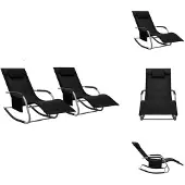 vidaXL Sonnenliegen 2 Stk. Textilene Schwarz und Grau - Sonnenliegen