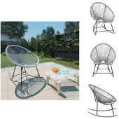 vidaXL Garten-Mond-Schaukelstuhl Grau Poly Rattan - Gartenstühle