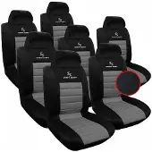 BellaFurn 7-teiliges Universal-Autositzbezug-Set | Grau-Schwarz