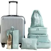Unyqoos 6‑teiliges Packwürfel‑Set – Koffer‑Organizer für Reisen | 3 Packwürfel, Kosmetik‑, Wäsche‑ und Schuhbeutel, Baumwoll‑Polyester, Fruit Grün