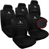 BellaFurn 5-teiliges Universal-Autositzbezug-Set für Einzelsitze | Schwarz