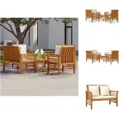 vidaXL 5-tlg. Garten-Lounge-Set mit Kissen Massivholz Akazie - Gartenmöbel-Sets