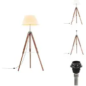 vidaXL Stativlampe Honigbraun und Weiß Teak Massivholz 141 cm - Lampen