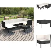 vidaXL 7-tlg. Garten-Lounge-Set mit Auflagen Poly Rattan Schwarz - Gartenmöbel-Sets
