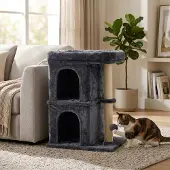 Northix Katzenbaum mit Höhlen und Bett, Dunkelgrau, 71 cm hoch