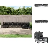 vidaXL 8-tlg. Garten-Lounge-Set mit Kissen Anthrazit Stahl - Gartenmöbel-Sets