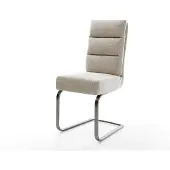 DELIFE Freischwinger Pela-Flex Webstoff Soft Beige Freischwinger flach Graphit Taschenfederkern