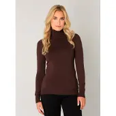 Base Level Rollkragenpullover "Yuen", Damen, Gr. 38, braun, Strick, Obermaterial: 80% Viskose, 20% Nylon, unifarben, figurbetont hüftlang, Rundhals, eng, Pullover Rollkragenpullover, mit Viskose