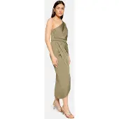 Vera Mont Abendkleid "Abendkleid mit Raffung", Damen, Gr. 42, EURO, grün (herb grün), Obermaterial: 100% Polyester PES., Kleider Abendkleid