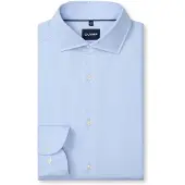 Olymp Langarmhemd "Smart Business", Herren, Gr. 41, N-Gr, blau (bleu), Web, Obermaterial: 100% Baumwolle, normal, 2-Knopf-Manschette, Hemden Langarmhemd, Businesshemd, Kentkragen, Modern Fit