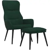 vidaXL Relaxsessel mit Hocker Dunkelgrün Stoff