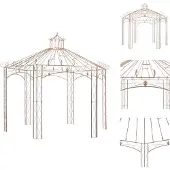 vidaXL Gartenpavillon Antikbraun 4 m Eisen - Pavillons & Partyzelte