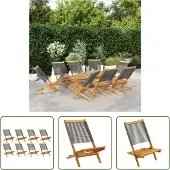 The Living Store Gartenstühle 8 Stk. Klappbar Grau Massivholz Akazie