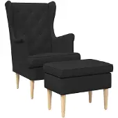 vidaXL Sessel mit Fußhocker 2 stk. Schwarz Stoff