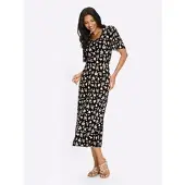 Sieh an! Jersey-Kleid in schwarz-altrosa-bedruckt | Gr.: 42