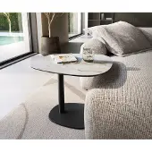 DELIFE Beistelltisch Edge Boot 60x60 cm Keramik Onyx Pearl Eleny Metall Schwarz