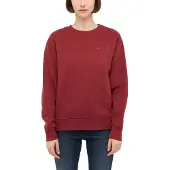 Mustang Sweatshirt "Damen Style Aberdeen", Damen, Gr. L, rot (dunkelrot), 100% Baumwolle, regular fit normal, Rundhals, Sweatshirts Sweatshirt
