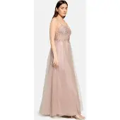 Vera Mont Abendkleid "Abendkleid mit Stickerei", Damen, Gr. 42, EURO, rosa (fawn), 100% Polyamid PA., Kleider Abendkleid