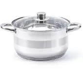 Tadar INDUKTION Edelstahl TOPF Gas mit Glasdeckel KOCHTOPF Suppentopf 5L