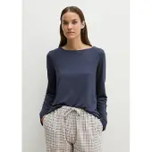Marc O'Polo Pyjamaoberteil , Damen, Gr. M, blau (blaugrau), Jersey, Obermaterial: 92% Modal, 8% Elasthan, bequem hüftbedeckend, Rundhals, Shirts Pyjamaoberteil