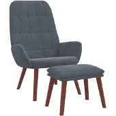 vidaXL Relaxsessel mit Hocker Dunkelgrau Samt