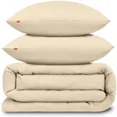 Softimi Bettwäsche-Set 160x200 cm 100% Baumwolle Warmbeige