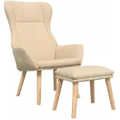 vidaXL Relaxsessel mit Hocker Creme Stoff