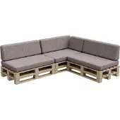 POOM Palettenkissen, Palletenpolster, Gartenkissen, PFBG (3X Set (120x80 + 120x35), Grau)