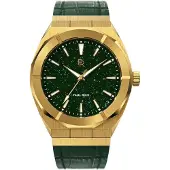 Paul Rich Herrenuhr Star Staub Grün Gold Leder 42