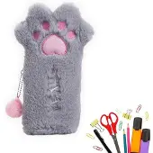 OEM Graue Katzenpfote Etui, Plüsch Stiftehalter, Weich, Reißverschluss, 1 Stück