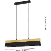 Eglo Hängelampe Tarrafo schwarz, holz natur, 4-flammig