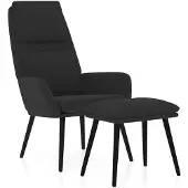 vidaXL Relaxsessel mit Hocker Schwarz Stoff