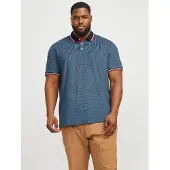 Jack & Jones Herren + Fit Polo Shirt Kurzarm Pique Hemd JJEPAULOS Big Size |