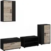 Vicco Wohnwand Berno Schwarz/Sandeiche 4-teiliges Set, Model 59223