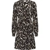 Kaffe Midikleid "Damen Kleid KAmille", Damen, Gr. 34, N-Gr, schwarz (schwarz, braun graphic animal), Obermaterial: 50% Viskose CV. 50% Viskose LENZING ECOVERO CV LenzEcov., Kleider Midikleid