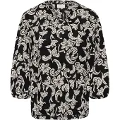 Kaffe Langarmbluse "Damen Langarm-Bluse KAriani", Damen, Gr. 34, schwarz (schwarz deep, chalk paisley), Obermaterial: 100% Viskose LENZING ECOVERO CV LenzEcov., Blusen Langarmbluse