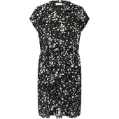 Kaffe Midikleid "Damen Kleid KAbeathe", Damen, Gr. 38, N-Gr, schwarz (schwarz, chalk graphic), Obermaterial: 100% Viskose LENZING ECOVERO CV LenzEcov., Kleider Midikleid