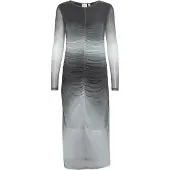 Ichi Midikleid "Damen Casual IHPEN", Damen, Gr. L, N-Gr, schwarz (schwarz fading aop), Obermaterial: 95% Polyester PES. 5% Elasthan EL., Kleider Midikleid