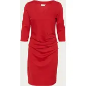 Kaffe Midikleid "Damen Kleid KAindia", Damen, Gr. S, N-Gr, rot (haute rot), Obermaterial: 76% Polyester Pol. recyc.. 20% Viskose CV. 4% Elasthan EL., Kleider Midikleid