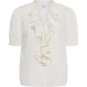 St. Tropez Kurzarmbluse SAINT TROPEZ "Damen Kurzarm-Bluse LousaSZ", Damen, Gr. M, weiß (ice), Obermaterial: 100% Baumwolle CO., Blusen Kurzarmbluse
