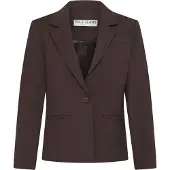 Pulz Jeans Blusenblazer "Damen Blazer PZBINDY", Damen, Gr. 36, braun (espresso), Obermaterial: 53% Baumwolle CO. 44% Polyester PES. 3% Elasthan EL., Blazer Blusenblazer