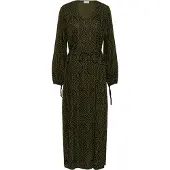 Kaffe Midikleid "Damen Kleid KAvioletta", Damen, Gr. 34, N-Gr, schwarz (schwarz deep, ivy grün leafs), Obermaterial: 100% Viskose LENZING ECOVERO CV LenzEcov., Kleider Midikleid