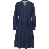 Culture Midikleid "Damen Casual CUALLURA", Damen, Gr. L, N-Gr, blau (rinse wash), Obermaterial: 90% Baumwolle CO. 10% Lyocell CLY., Kleider Midikleid