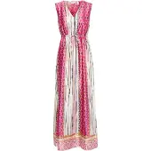 B.young Midikleid "Damen Kleid BYIPOLI", Damen, Gr. 34, N-Gr, pink (festival fuchsia mix), Obermaterial: 100% Polyester PES., Kleider Midikleid