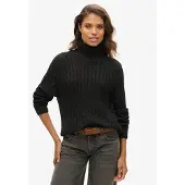 Superdry für Damen. W6110614A Kabel Rollbrücke grau (L), Schwarz, Lässig, Baumwolle