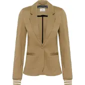 Kaffe Blusenblazer "Damen Blazer Kinnie", Damen, Gr. S, beige (petrified oak, chalk stripe), Obermaterial: 76% Polyester PES. 20% Viskose CV. 4% Elasthan EL., Blazer Blusenblazer