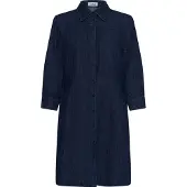 Soaked in luxury Midikleid "Damen Kleid SLChaman", Damen, Gr. M, N-Gr, blau (dunkelblau denim), Obermaterial: 80% Baumwolle CO. 20% Leinen LI., Kleider Midikleid