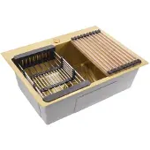REA Spüle Liam + 3 Beige Accessoires Brush Gold