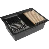 REA Spüle Liam + 3 Graue Accessoires Black